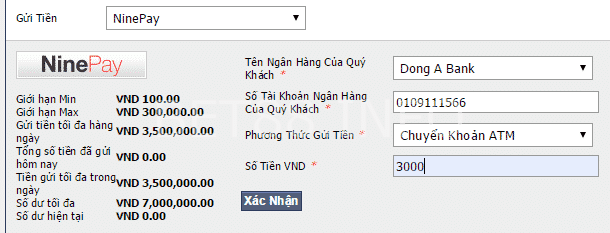 gửi tiền vào tài khoản m88 03