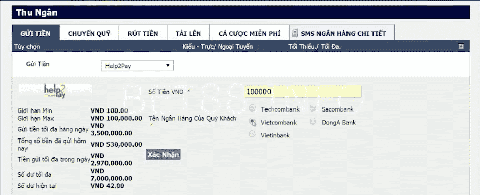 gửi tiền vào tài khoản m88 09